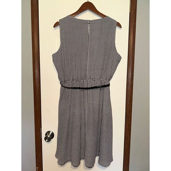 NWT ELLE™ Print Fit & Flare Dress-Black Twill Check-XL - Picture 3 of 15